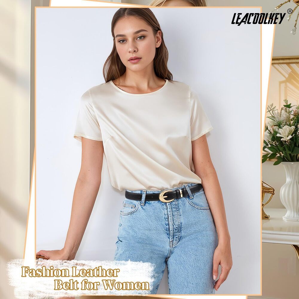3943 2 Pack Women Leather Belts For Jeans Dress Fashion Ladies Belt View 2